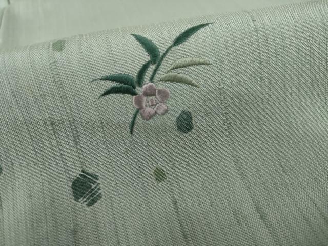 平和屋着物●訪問着　紬地　刺繍　舞花文　暈し染め　正絹　逸品　AAAZ0605ck