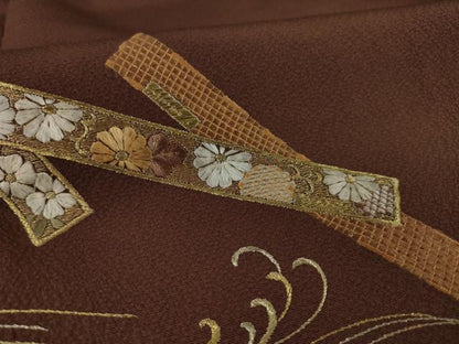 平和屋着物●訪問着　総刺繍　流水短冊花文　暈し染め　金彩　正絹　逸品　AAAZ0619ck