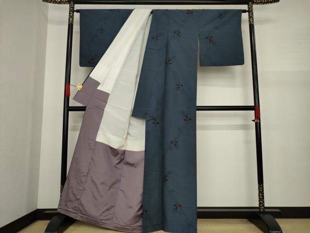 平和屋着物●上質な紬 南天文 正絹 逸品 AAAZ0627ck