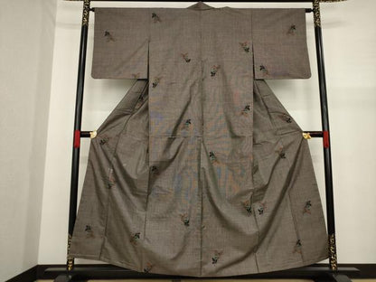 平和屋着物●本場大島紬 カタス9マルキ 舞蝶文 正絹 逸品 AAAZ0630ck