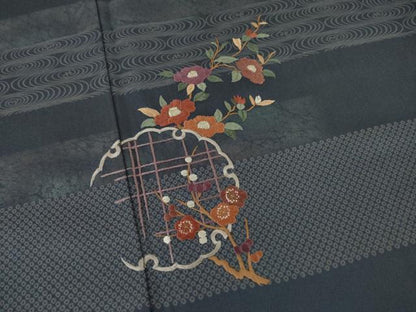 平和屋着物●訪問着　刺繍　雪輪花文　正絹　逸品　AAAZ0641ck