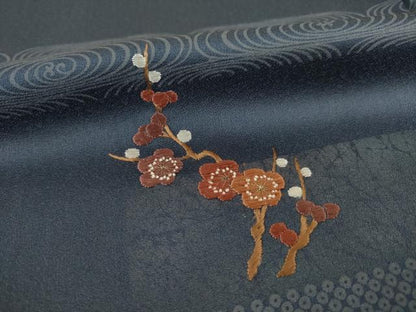平和屋着物●訪問着　刺繍　雪輪花文　正絹　逸品　AAAZ0641ck