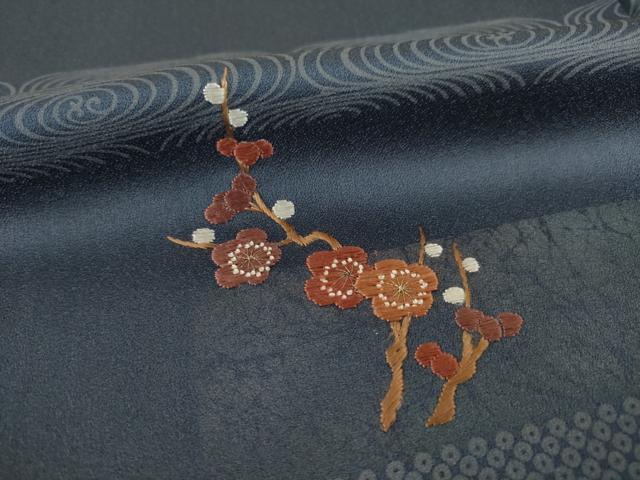 平和屋着物●訪問着　刺繍　雪輪花文　正絹　逸品　AAAZ0641ck