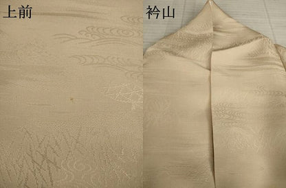 平和屋着物●上質な色無地 流水風景地紋 肉色 正絹 逸品 AAAZ0642ck
