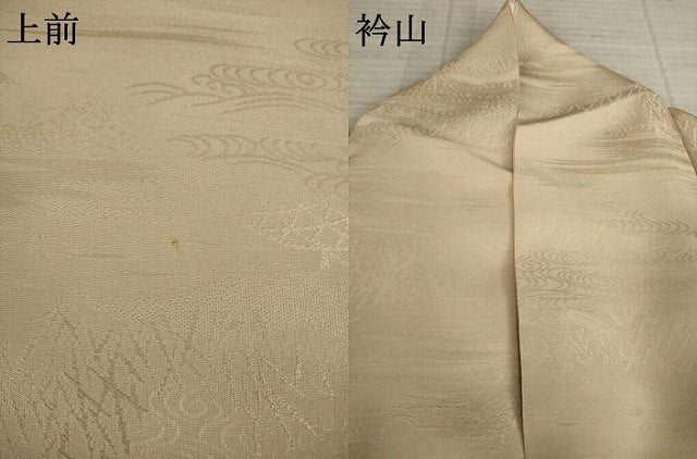 平和屋着物●上質な色無地 流水風景地紋 肉色 正絹 逸品 AAAZ0642ck