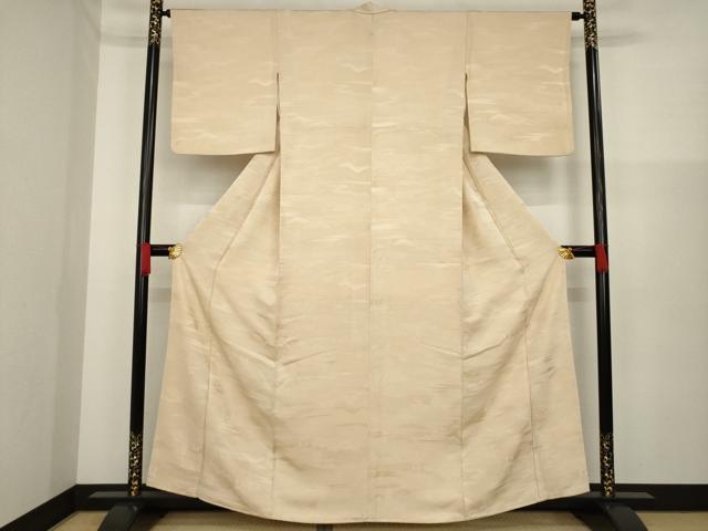 平和屋着物●上質な色無地 流水風景地紋 肉色 正絹 逸品 AAAZ0642ck