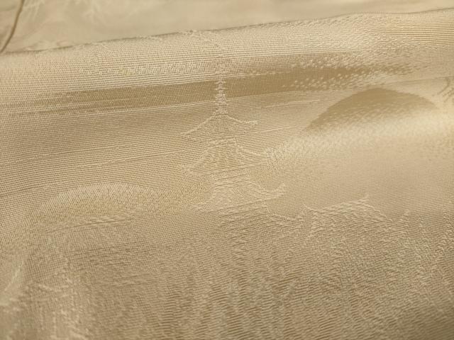 平和屋着物●上質な色無地 流水風景地紋 肉色 正絹 逸品 AAAZ0642ck