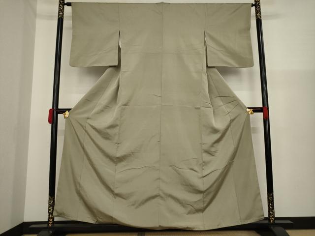平和屋着物●お召 色無地 生壁色 正絹 逸品 AAAZ0661ck