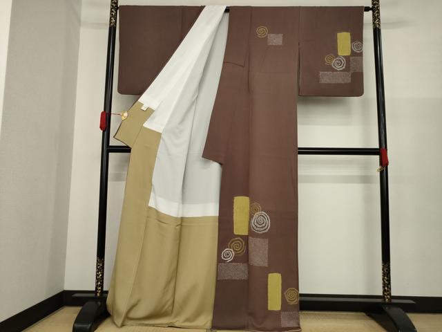 平和屋着物●ファッションデザイナー HIROKO KOSHINO コシノヒロコ 訪問着 絞り 渦巻文 正絹 逸品 AAAZ0670ck