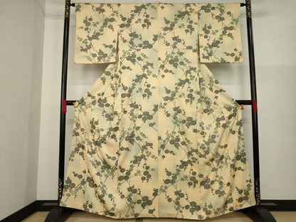 平和屋着物●上質な小紋 枝花文 正絹 逸品 AAAZ0675ck