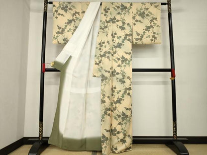 平和屋着物●上質な小紋 枝花文 正絹 逸品 AAAZ0675ck
