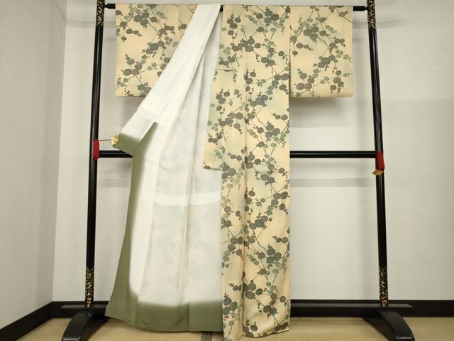 平和屋着物●上質な小紋 枝花文 正絹 逸品 AAAZ0675ck