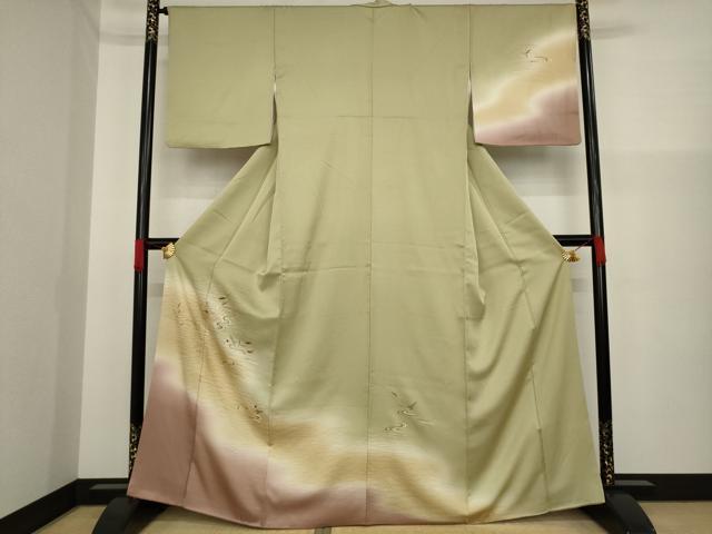 平和屋着物●訪問着 総刺繍 竹屋町刺繍 流水花籬文 暈し染め 金糸 正絹 逸品 AAAZ0679ck