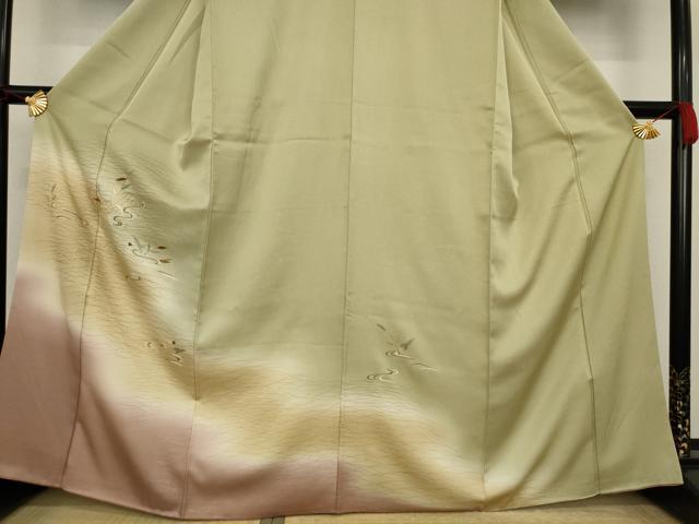 平和屋着物●訪問着 総刺繍 竹屋町刺繍 流水花籬文 暈し染め 金糸 正絹 逸品 AAAZ0679ck