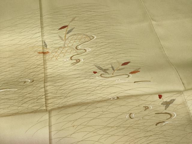 平和屋着物●訪問着 総刺繍 竹屋町刺繍 流水花籬文 暈し染め 金糸 正絹 逸品 AAAZ0679ck