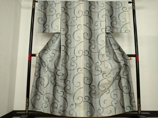 平和屋着物●上質な紬 唐草文 正絹 逸品 AAAZ0680ck