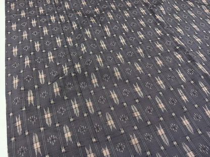平和屋着物▽上質な紬　単衣　蚊絣文様　正絹　逸品　AAAZ0682jh
