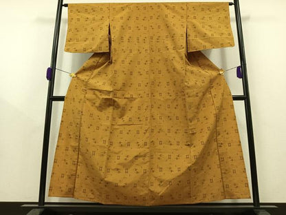 平和屋着物▽上質な紬　単衣　琉球絣　正絹　逸品　AAAZ0688jh