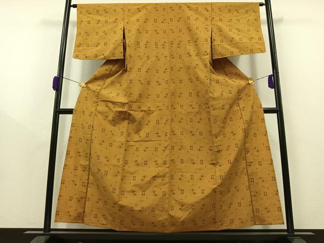 平和屋着物▽上質な紬　単衣　琉球絣　正絹　逸品　AAAZ0688jh