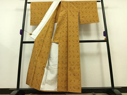 平和屋着物▽上質な紬　単衣　琉球絣　正絹　逸品　AAAZ0688jh