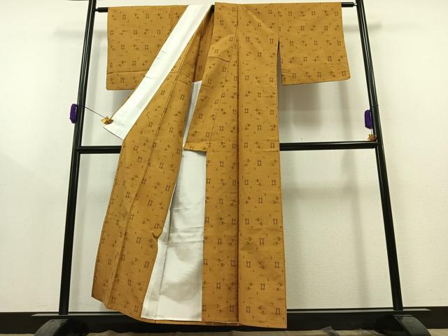 平和屋着物▽上質な紬　単衣　琉球絣　正絹　逸品　AAAZ0688jh