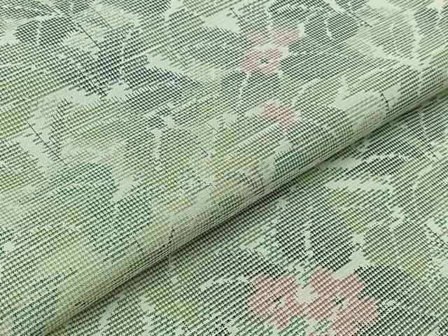 平和屋着物▽訪問着 単衣 紬地 草花文 正絹 逸品 AAAZ0693jh