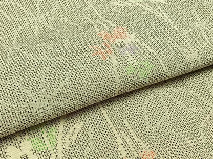 平和屋着物▽本塩沢 単衣 七宝花文 正絹 逸品 AAAZ0694jh