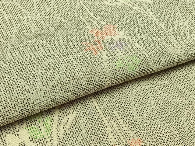 平和屋着物▽本塩沢 単衣 七宝花文 正絹 逸品 AAAZ0694jh