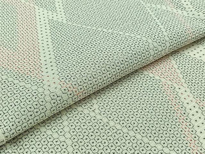 平和屋着物▽本塩沢　単衣　110亀甲　菱文　正絹　逸品　AAAZ0697jh