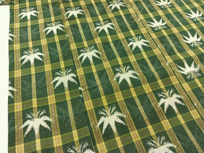 平和屋着物▽上質な紬 単衣 笹竹文 正絹 逸品 AAAZ0698jh