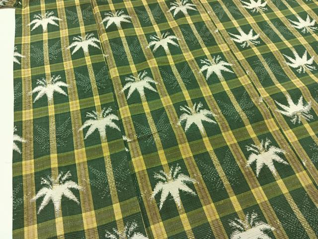 平和屋着物▽上質な紬 単衣 笹竹文 正絹 逸品 AAAZ0698jh