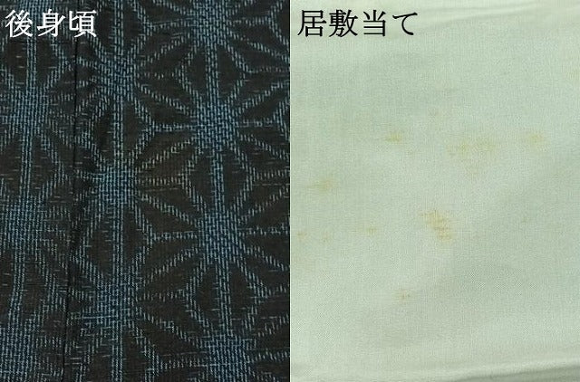 平和屋着物▽上質な紬　単衣　麻の葉文様　正絹　逸品　AAAZ0699jh