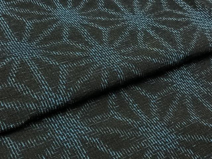 平和屋着物▽上質な紬　単衣　麻の葉文様　正絹　逸品　AAAZ0699jh