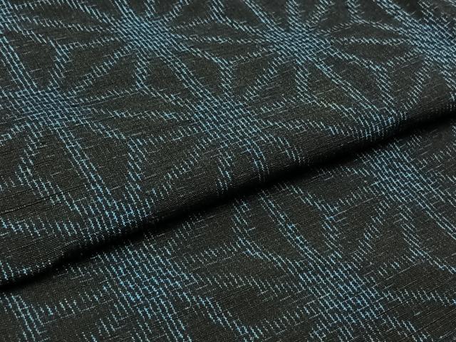 平和屋着物▽上質な紬　単衣　麻の葉文様　正絹　逸品　AAAZ0699jh