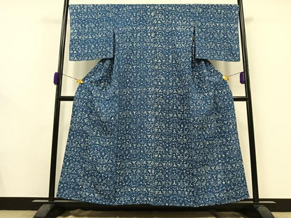 平和屋着物▽上質な小紋 単衣 一珍染 草花文 正絹 逸品 AAAZ0704jh