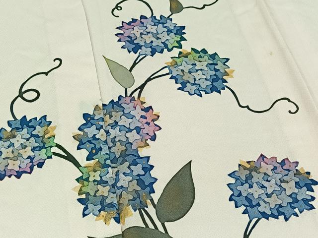 平和屋着物▽訪問着 単衣 紫陽花 金彩 正絹 逸品 AAAZ0705jh