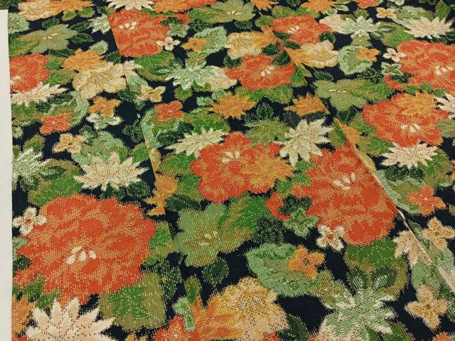 平和屋着物▽上質な紬 単衣 草花文 正絹 逸品 AAAZ0707jh