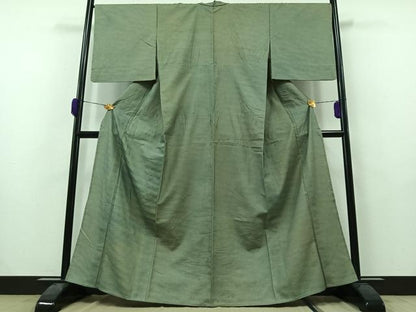 平和屋着物▽上質な紬　単衣　霞文　正絹　逸品　AAAZ0708jh