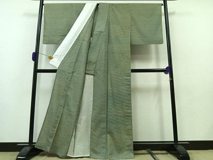 平和屋着物▽上質な紬　単衣　霞文　正絹　逸品　AAAZ0708jh