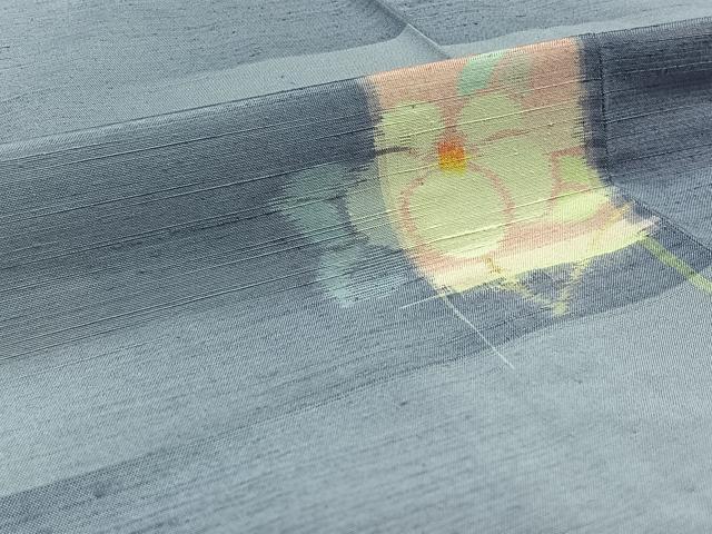 平和屋着物▽上質な紬 単衣 色紙花文 正絹 逸品 AAAZ0710jh