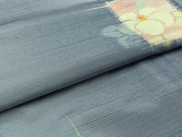 平和屋着物▽上質な紬 単衣 色紙花文 正絹 逸品 AAAZ0710jh