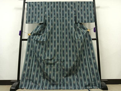 平和屋着物▽上質な紬 単衣 花間道 ロング丈 正絹 逸品 AAAZ0711jh