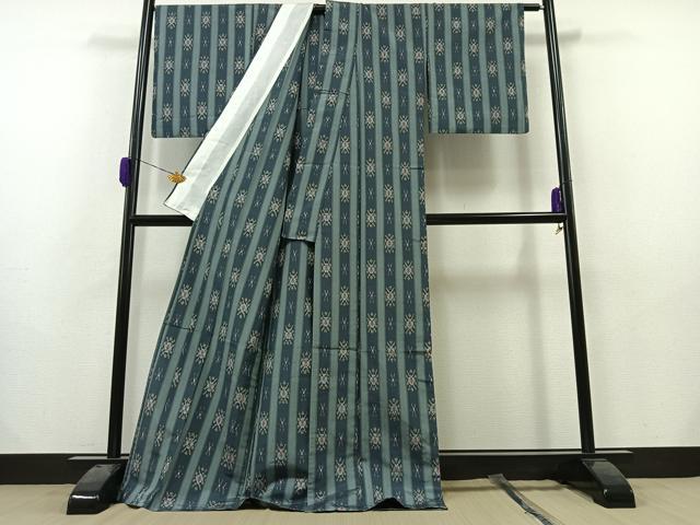 平和屋着物▽上質な紬 単衣 花間道 ロング丈 正絹 逸品 AAAZ0711jh