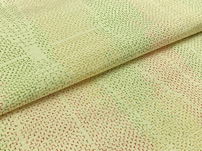 平和屋着物▽上質な紬 単衣 幾何学文様 正絹 逸品 未使用 AAAZ0713jh