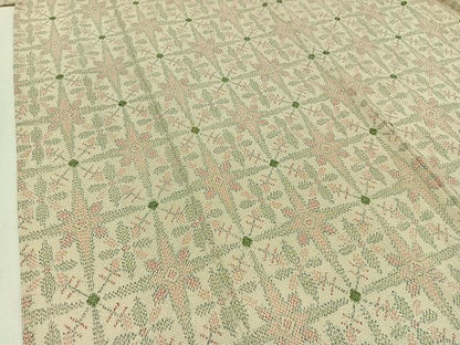 平和屋着物▽本塩沢　単衣　格子花文　正絹　逸品　AAAZ0714jh