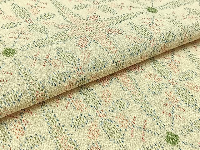 平和屋着物▽本塩沢　単衣　格子花文　正絹　逸品　AAAZ0714jh