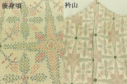 平和屋着物▽本塩沢　単衣　格子花文　正絹　逸品　AAAZ0714jh
