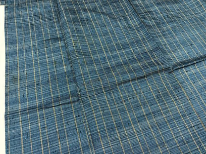 平和屋着物▽上質な紬 単衣 格子 正絹 逸品 AAAZ0716jd