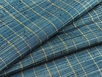 平和屋着物▽上質な紬 単衣 格子 正絹 逸品 AAAZ0716jd