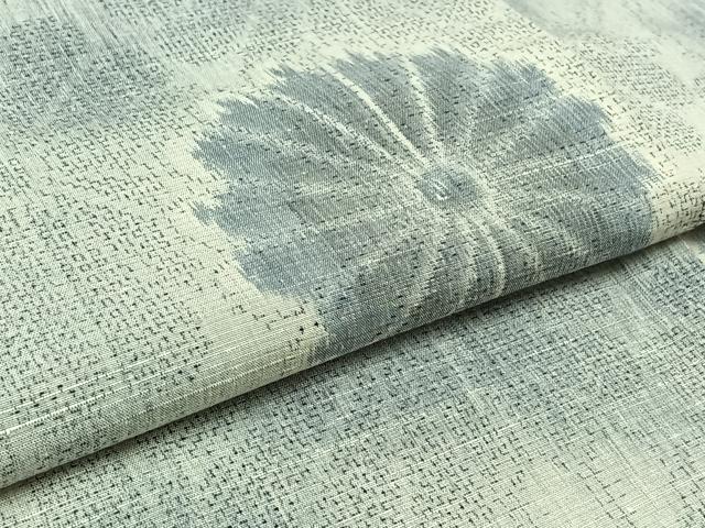 平和屋着物▽小千谷紬　単衣　舞花文　正絹　逸品　未使用　AAAZ0717jh